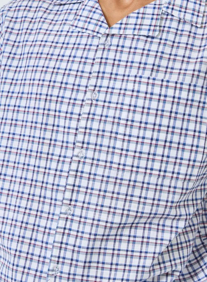 ستايلي طقم بيجاما من بنطال وقميص كاروهات بقصة مريحة